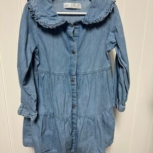 Zara Light Blue Denim Shirt Dress